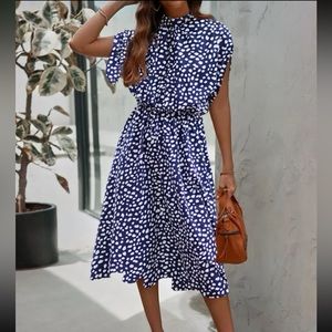 Dalmatian Print Batwing Sleeve A-line Dress